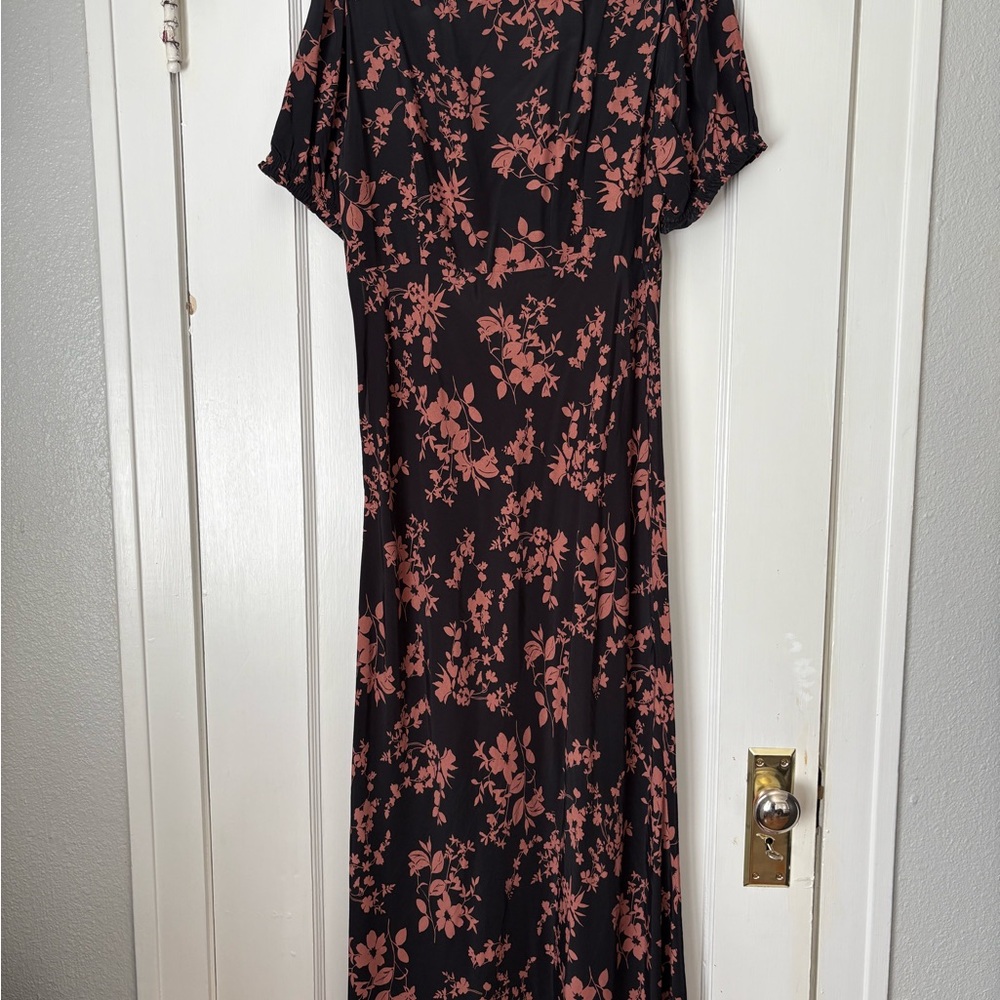 A New Day Black and Tan Floral Midi Dress - Picture 5 of 5